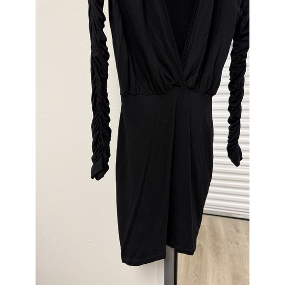 ASOS Design Women's V-Neck Long Size 0 Sleeve Ruched Mini Bodycon Dress - Picture 6 of 13